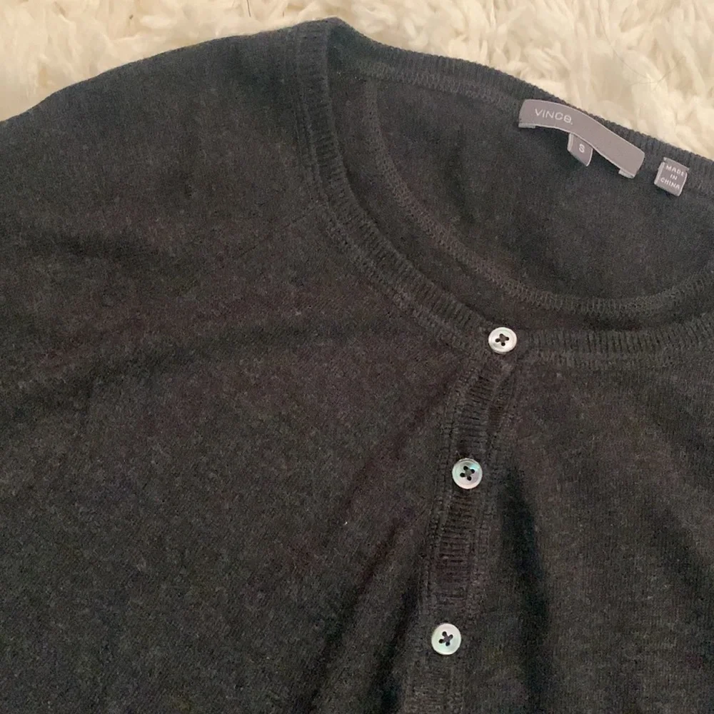 VINCE Dark Gray Button Neck Sweater